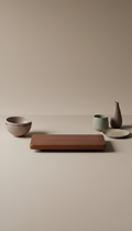 Chestnut Glaze wooden serving board, perfectly centered horizontally and vertically with equal negative space above and...