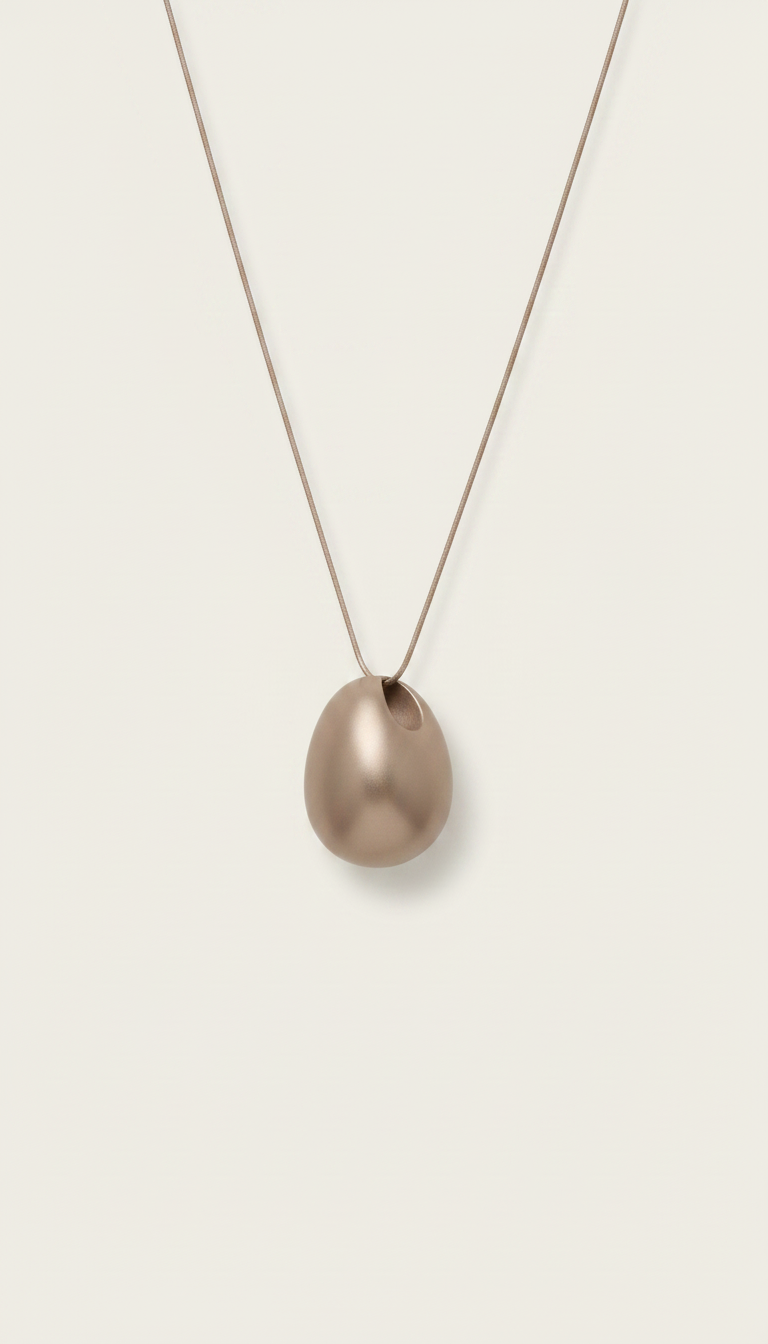 Alternate angle view of Soft Taupe Pendant Necklace