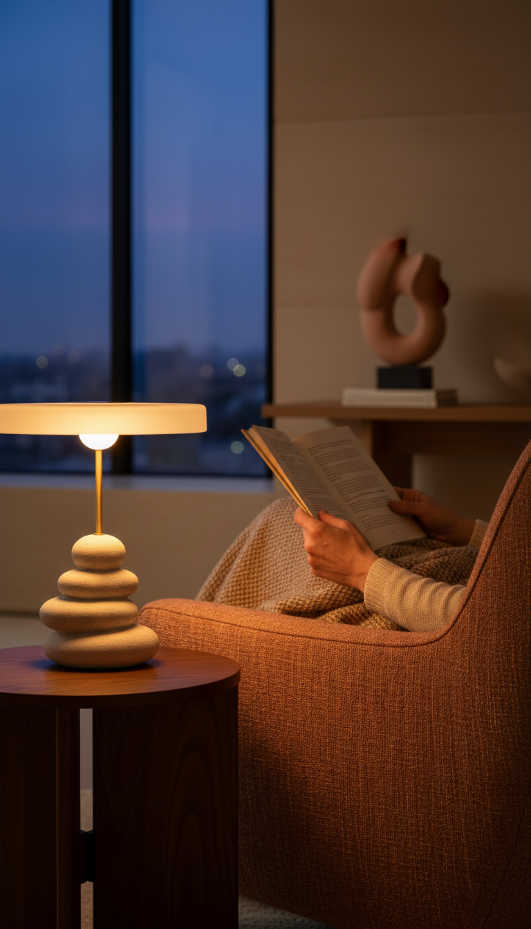 Artistic Table Lamp in use