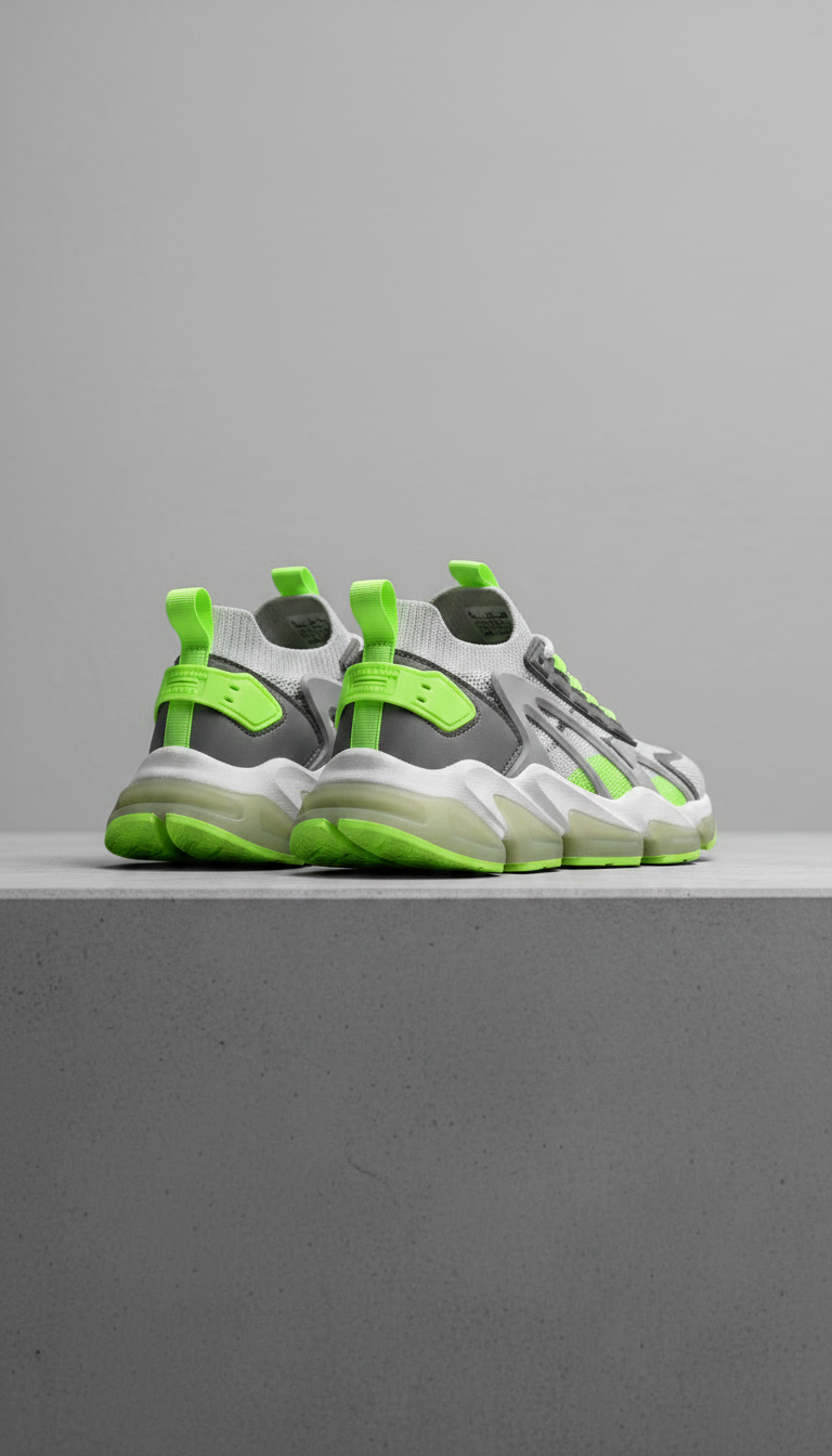 Alternate angle view of Contemporary Athletic Shoes with Electric Lime Accents