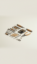 Complete branded service kit with tools and replacement parts, Products photographed at a 3/4 angle on neutral matte...
