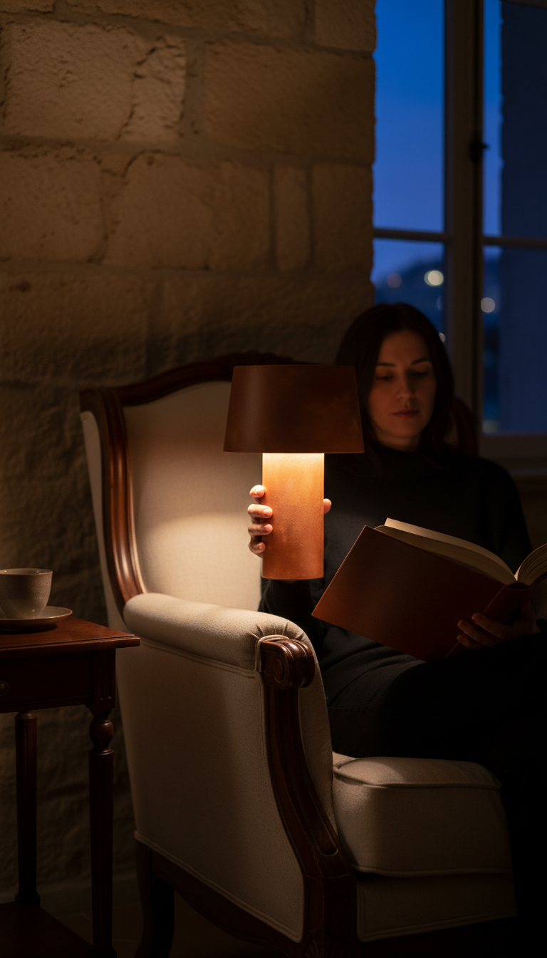 Terracotta Table Lamp in use