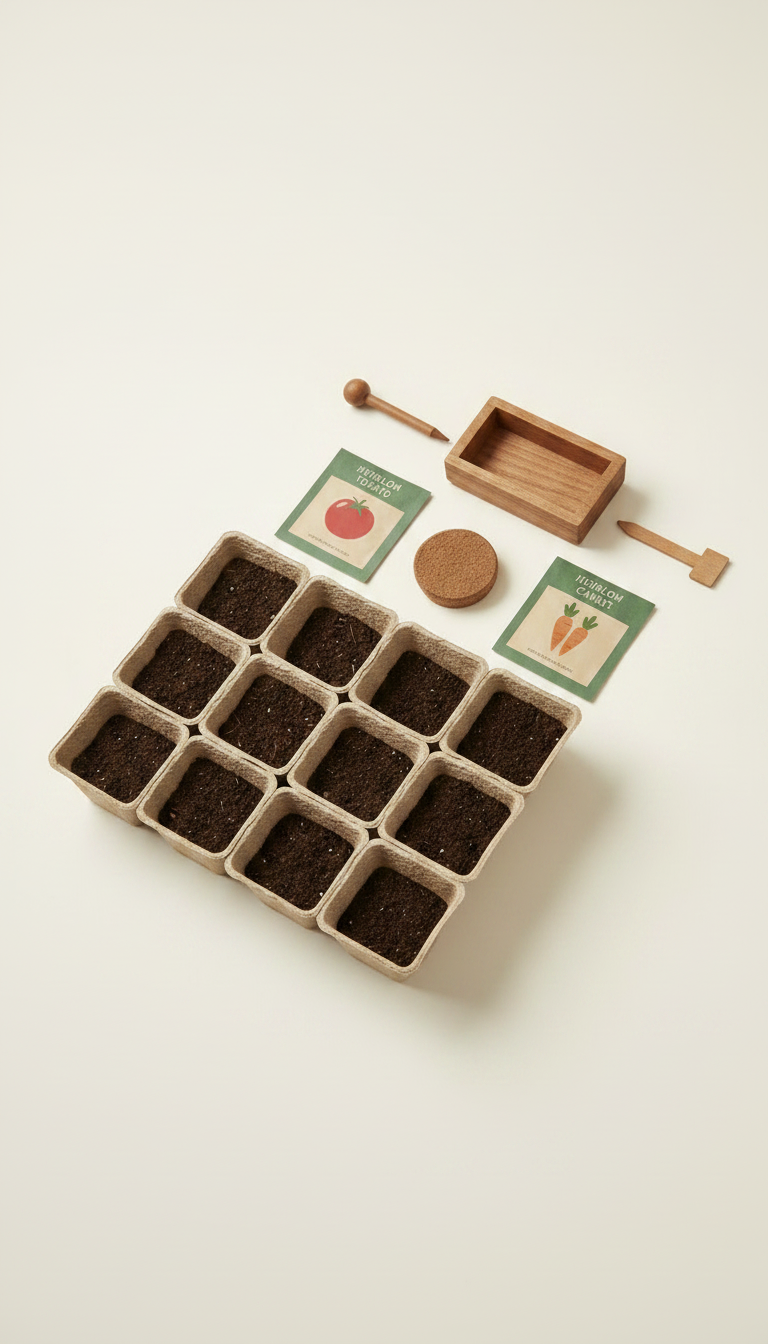 Alternate angle view of Heirloom Seed Starter Kit With Wooden Markers