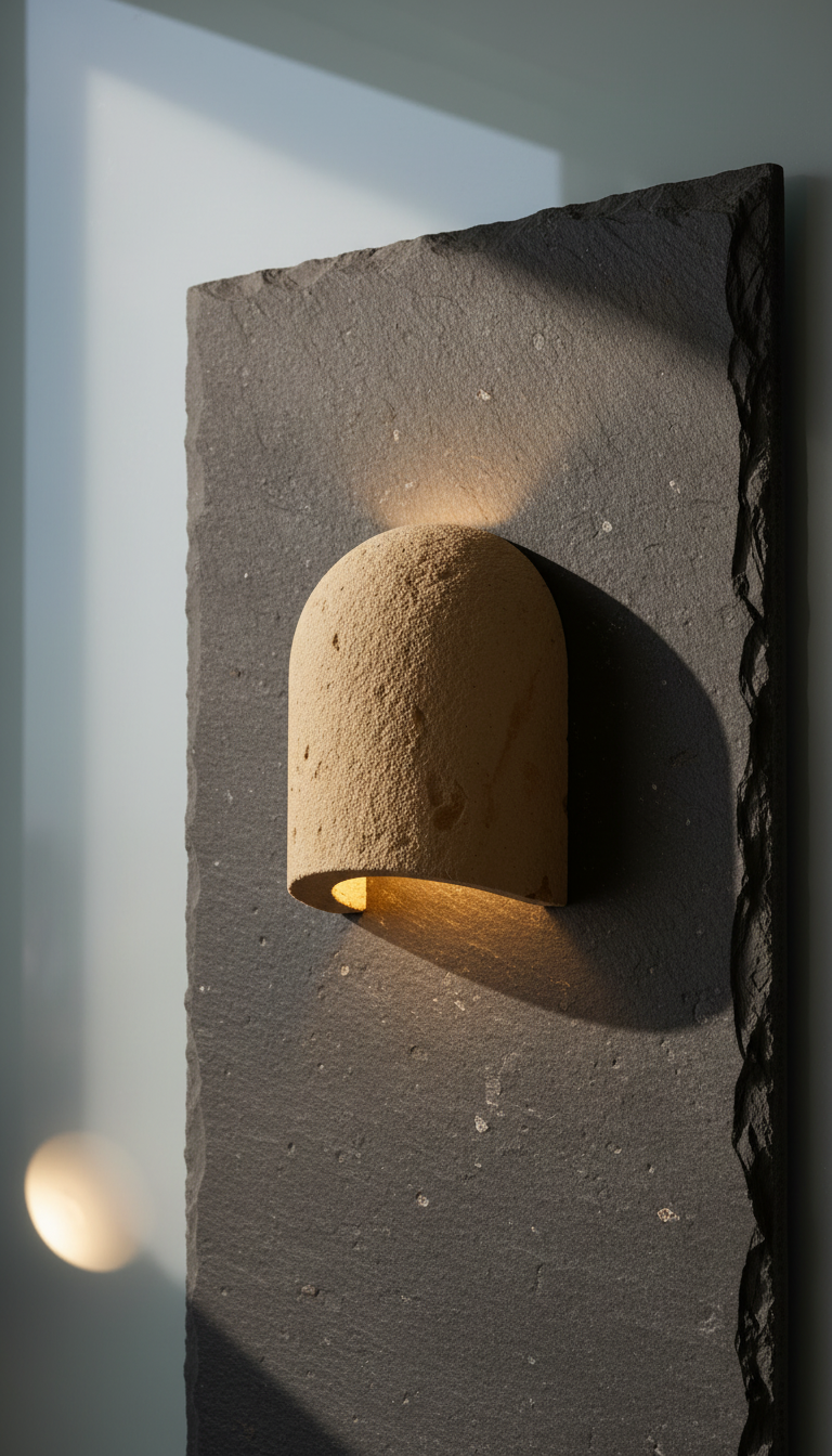 Warm Sandstone Wall Sconce in a new setting