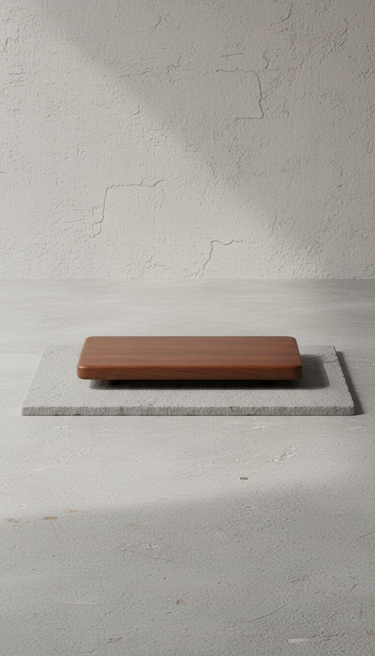 Wooden cutting board with chestnut finish in a new setting
