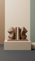 Soft Umber sculpted bookend pair, Three-quarter angle is default to reveal sculpted form and surface detail; shot at...