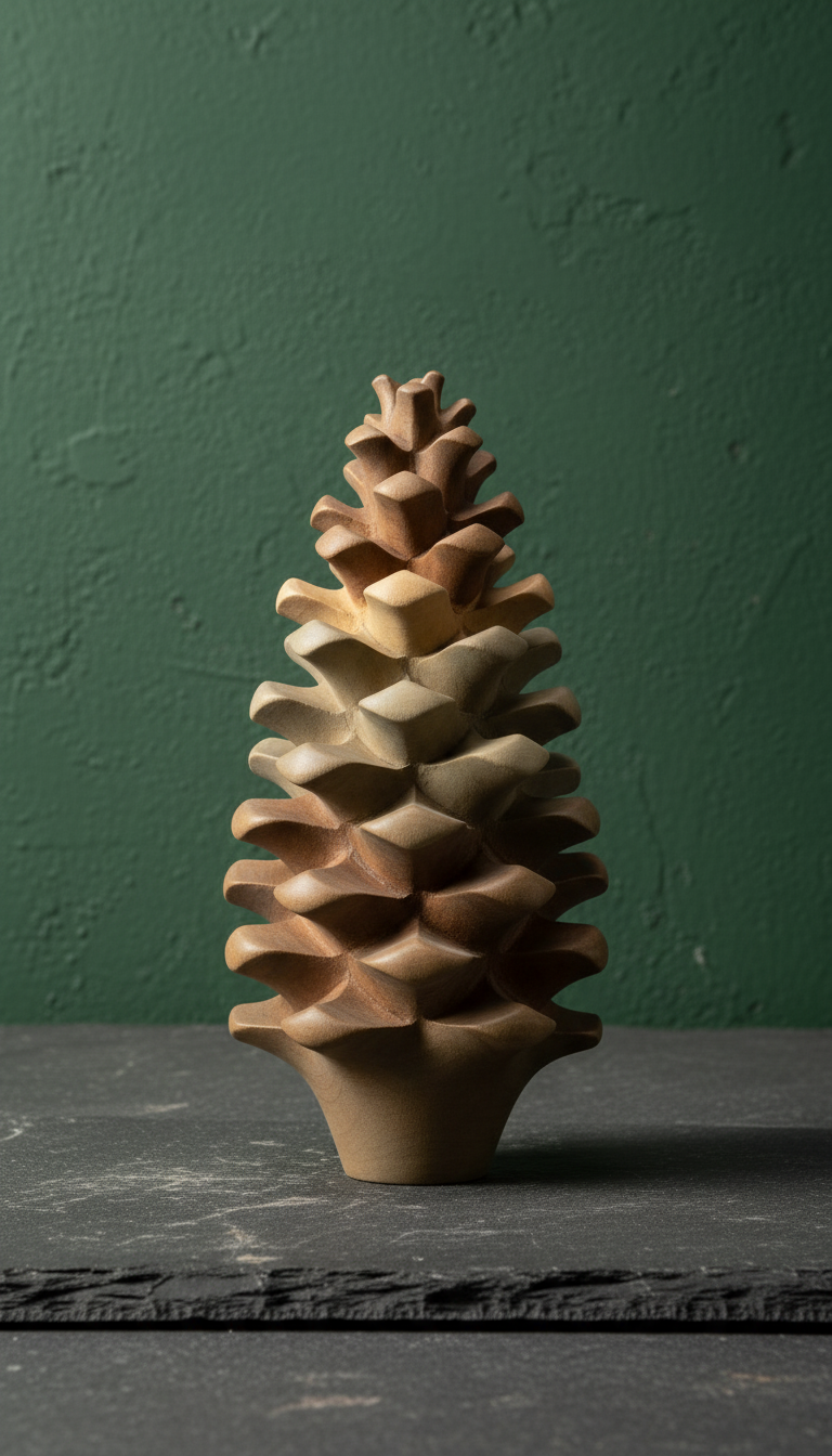 Tall pineform wood sculpture in a new setting