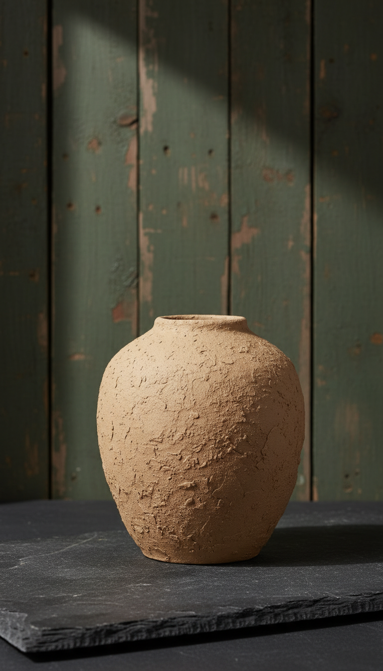 Honey clay ceramic vessel in a new setting