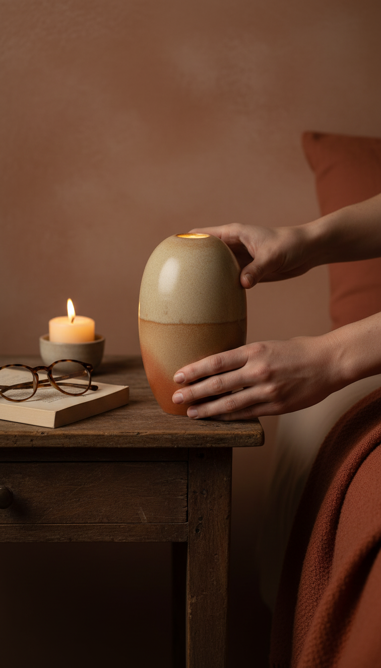 Organic Ceramic Table Lamp in use