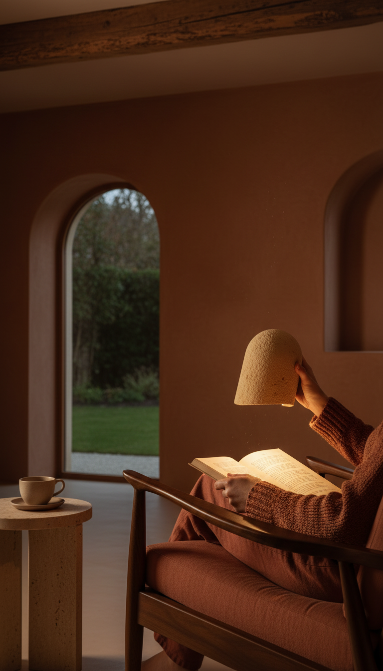 Warm Sandstone Wall Sconce in use