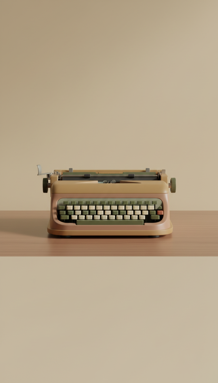 Retro-styled typewriter, Focus on 3/4 angles that highlight the product's unique design and details. Backgrounds should be...